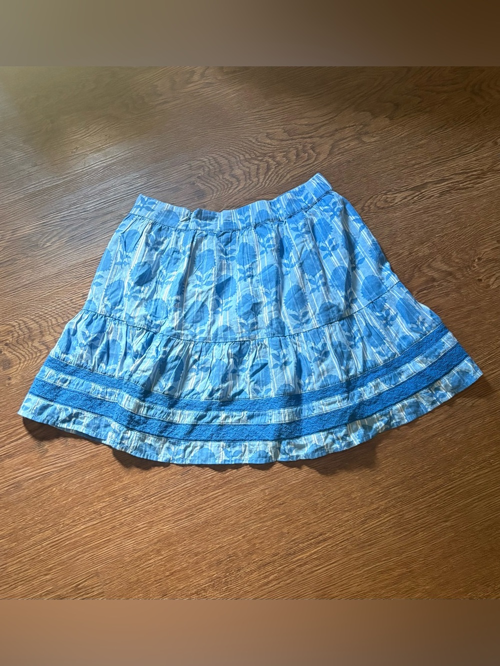 Roller Rabbit Blue Floral Tiered Skirt